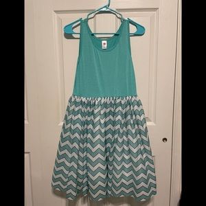 Girl’s Teal Chevron Dress